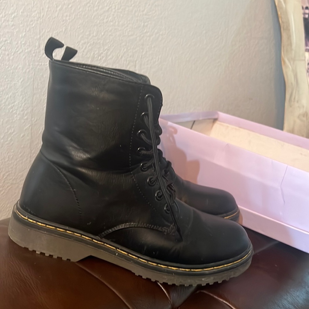 Black up black flat booties size 8.5